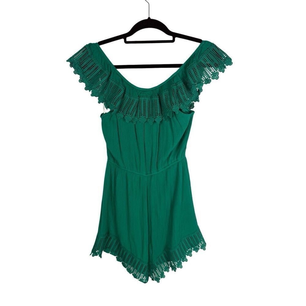 Boutique green lace romper- size L